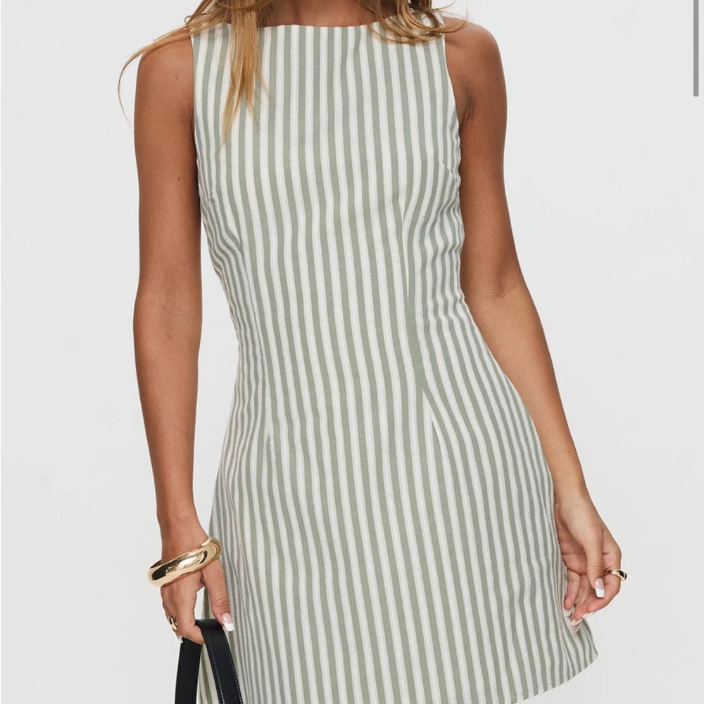 Princess Polly Green and White Sheath Mini Dress
